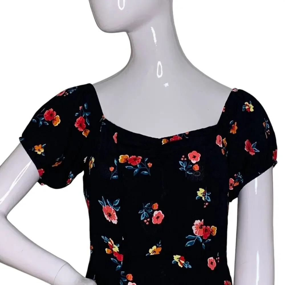 Forever 21 NWT Dress Floral Print Short Sleeve Hidden Zipper on Side Size S